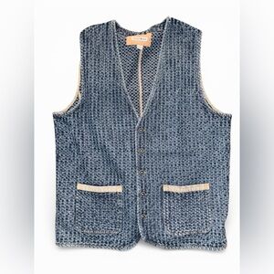 32 Bar Blues Blue Textured Men’s Vest with Pockets